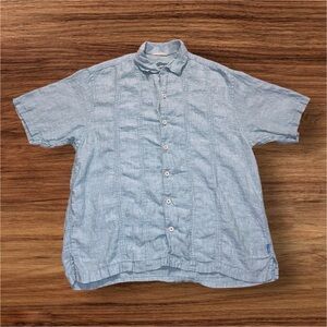 Tommy Bahama Relax Blue Linen Short Sleeve Casual Button Front‎ Shirt Mens XL/TG